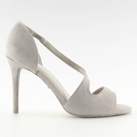 Czółenka odkryte asymetryczne szare C90 grey