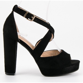 Sandały na wysokim słupku czarne