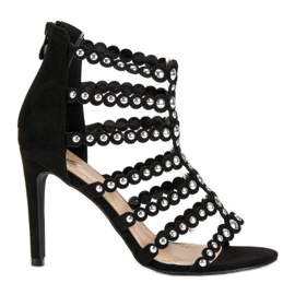 Czarne sandały na szpilce