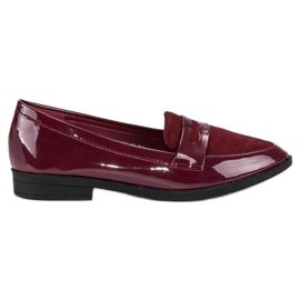 Best Shoes Lakierowane mokasyny bordo wielokolorowe czerwone