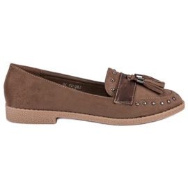 Brązowe mokasyny z frędzlami