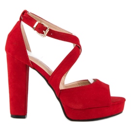 Sandały na wysokim słupku czerwone