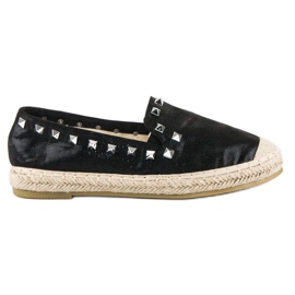 Forever Folie Czarne espadryle z ćwiekami