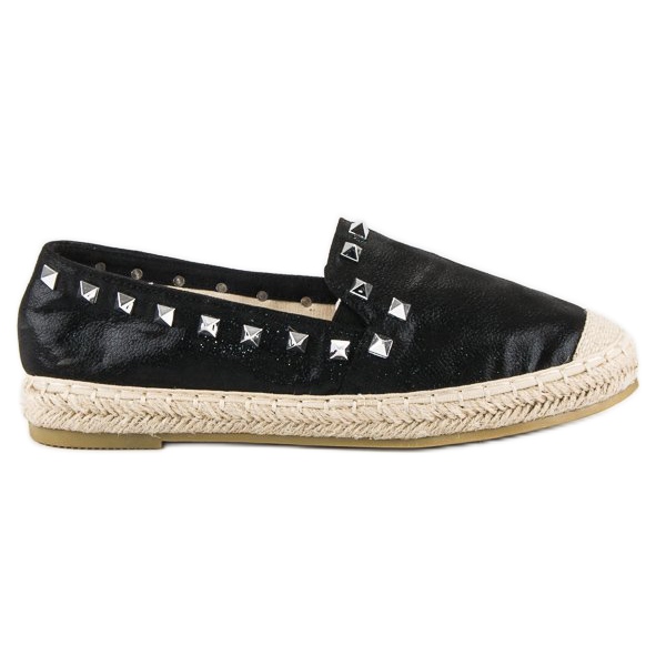 Forever Folie Czarne espadryle z ćwiekami
