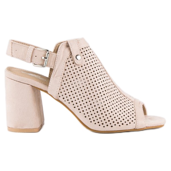 Ażurowe sandały z cholewką brązowe