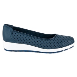 Skórzane balerinki vinceza niebieskie