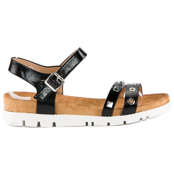 Forever Folie Czarne sandały z dżetami