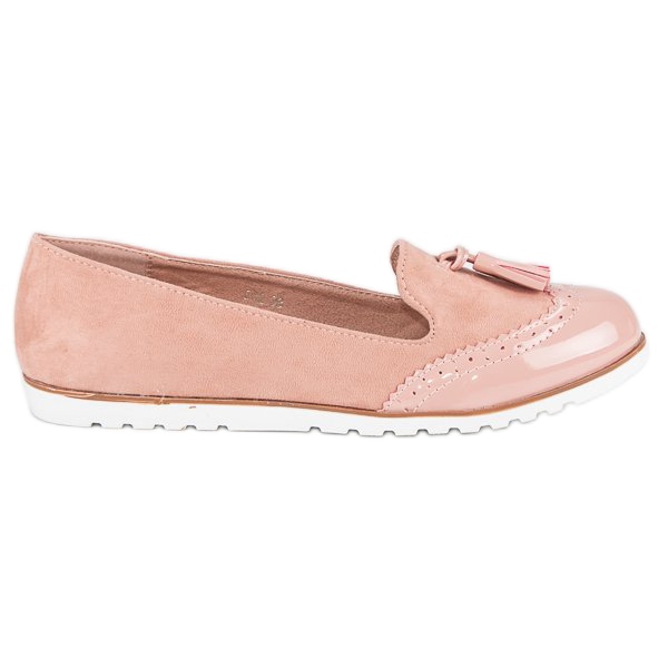 Super Me Różowe mokasyny z frędzlami