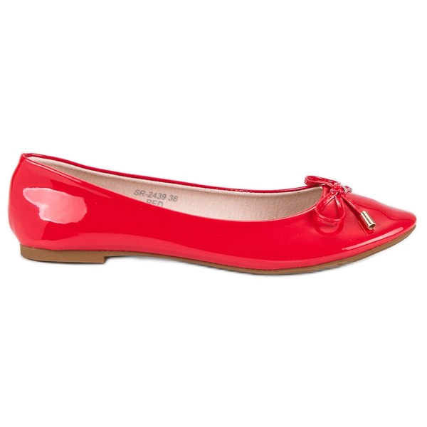 Ideal Shoes Lakierowane czerwone baleriny
