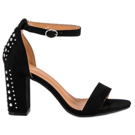 Bestelle Eleganckie sandały na słupku czarne