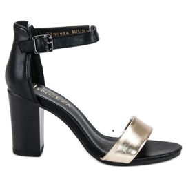 Sandały Na Obcasie VINCEZA czarne żółte