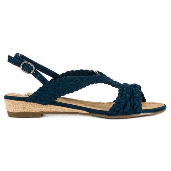 Corina Granatowe tekstylne sandały niebieskie