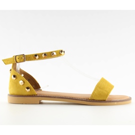 Sandałki z ćwiekami żółte 117-11 Yellow