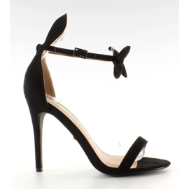 Sandałki na szpilce z uszkami ZJ-15P Black czarne