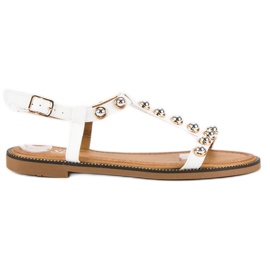 SDS Białe Sandały Na Sprzączkę