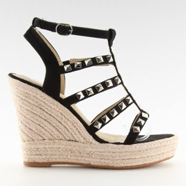 Espadryle na koturnie czarne 3811-17 Black