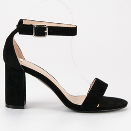 Diamantique Zamszowe sandały na słupku czarne