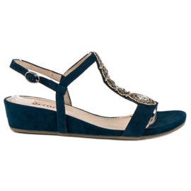 Corina Granatowe sandały na sprzączkę niebieskie
