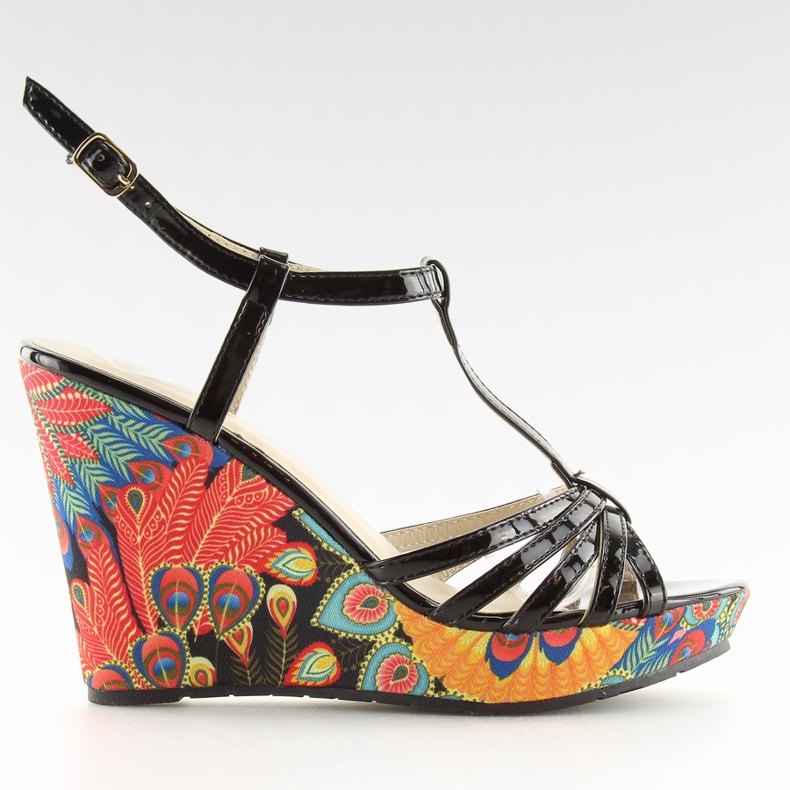 Sandałki na koturnie czarne BL201 black