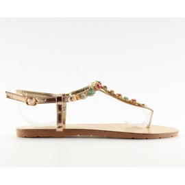 Sandałki japonki różowe H8-70 champagne