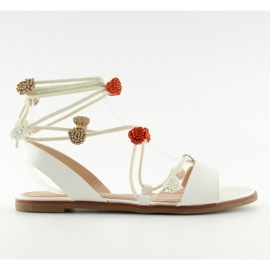 Sandałki wiązane na kostkę białe SR-2687