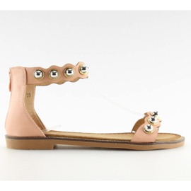 Sandałki zapinane na kostkę różowe VS-376 Pink