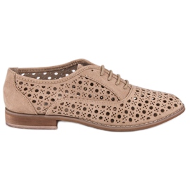 Corina Ażurowe półbuty na wiązanie szare