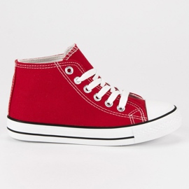 Wiązane trampki nad kostkę czerwone