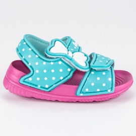 American Club Sandały w groszki american zielone