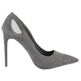 Szare zamszowe szpilki vinceza