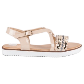 Lakierowane sandały vices brązowe wielokolorowe