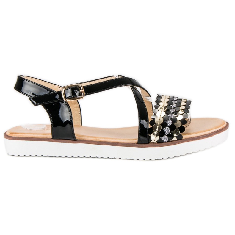 Lakierowane sandały vices czarne żółte