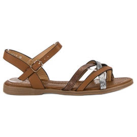 Small Swan Klasyczne Brązowe Sandały szare