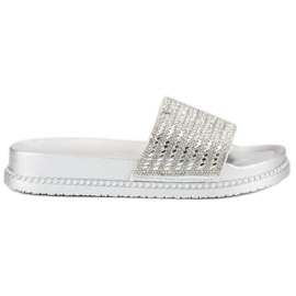 Srebrne klapki z kryształkami szare