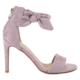 Bestelle Zamszowe sandały na suwak fioletowe wielokolorowe