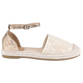 Nio Nio Koronkowe espadryle brązowe żółte