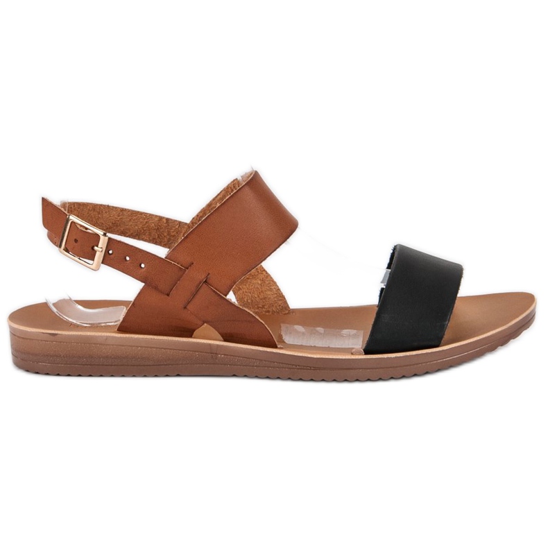 Casualowe sandały czarne brązowe