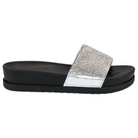 Stylowe srebrne klapki szare