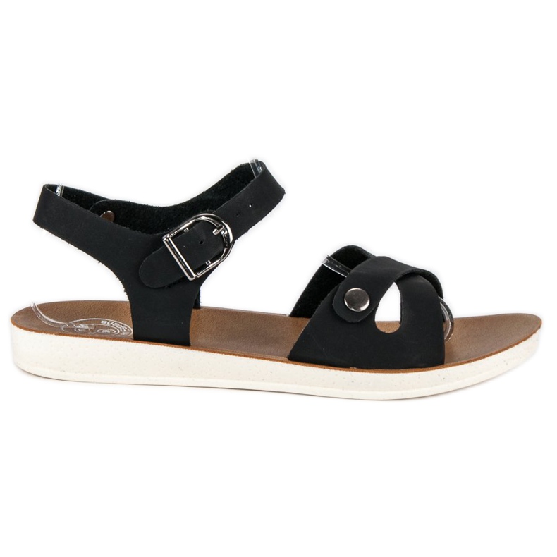 Czarne sandały na sprzączkę