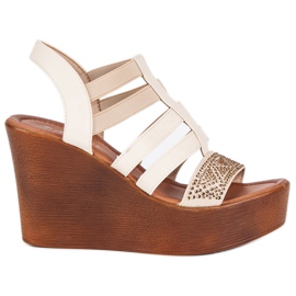 Renda Lekkie sandały na koturnie brązowe