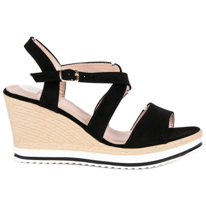 Anesia Paris Czarne sandały koturny