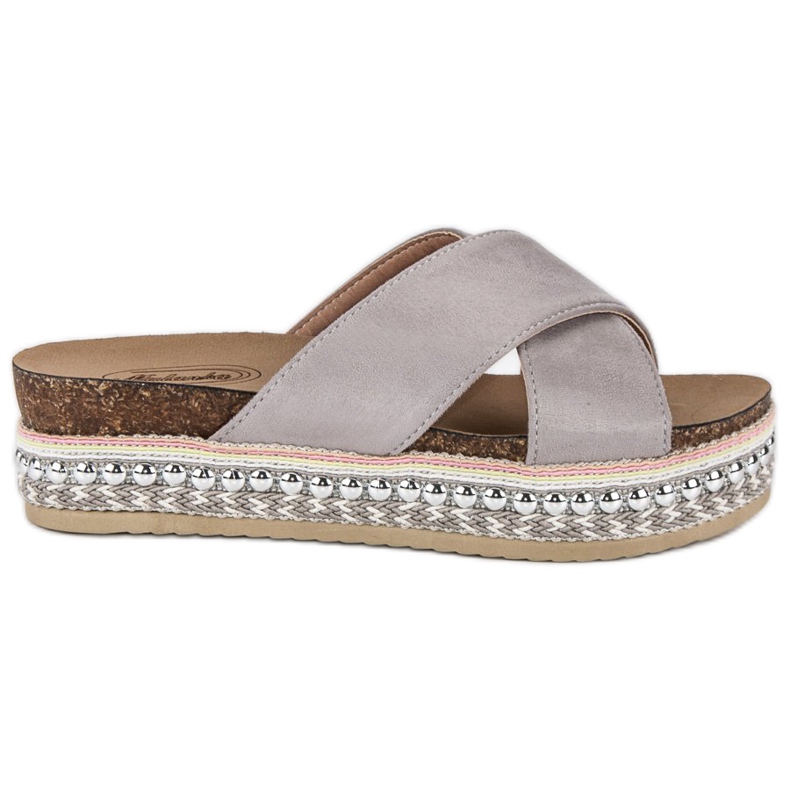 Szare klapki na platformie