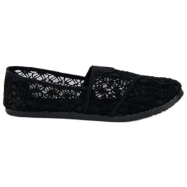 Czarne koronkowe baleriny