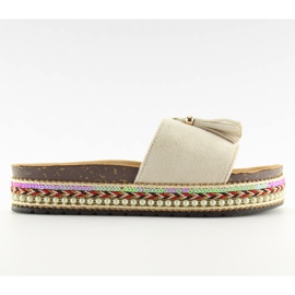 Klapki espadryle beżowe BV-413 beige beżowy