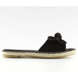 Klapki z kokardką czarne 8758 black