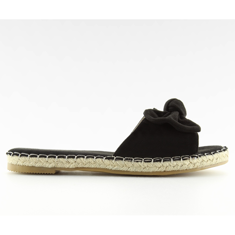 Klapki z kokardką czarne 8758 black