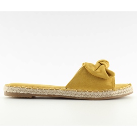 Klapki z kokardką żółte 8758 yellow