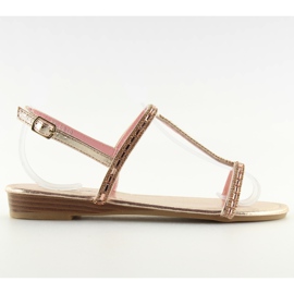 Sandałki z cyrkoniami różowe 86-C010 Pink