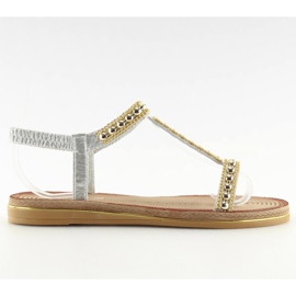 Sandałki damskie srebrne S37-san Silver szare