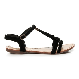 Queen Vivi Sandały Z Frędzlami czarne